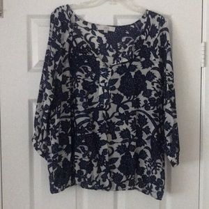 Loft cotton 3 quarter sleeve summer top